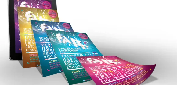 Faith campaign flyers shown in six colourways