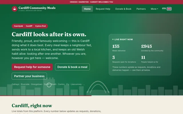 The Cardiff Community Meals homepage