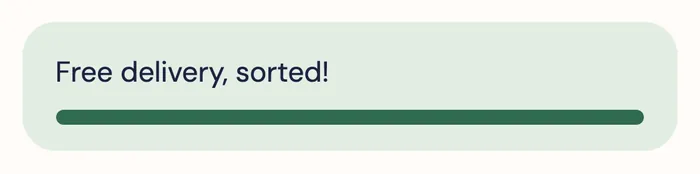 Progress bar reading Free delivery, sorted