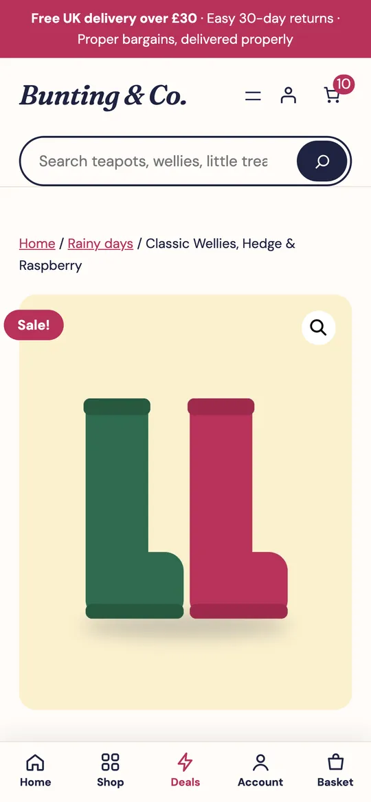 Product page on a phone