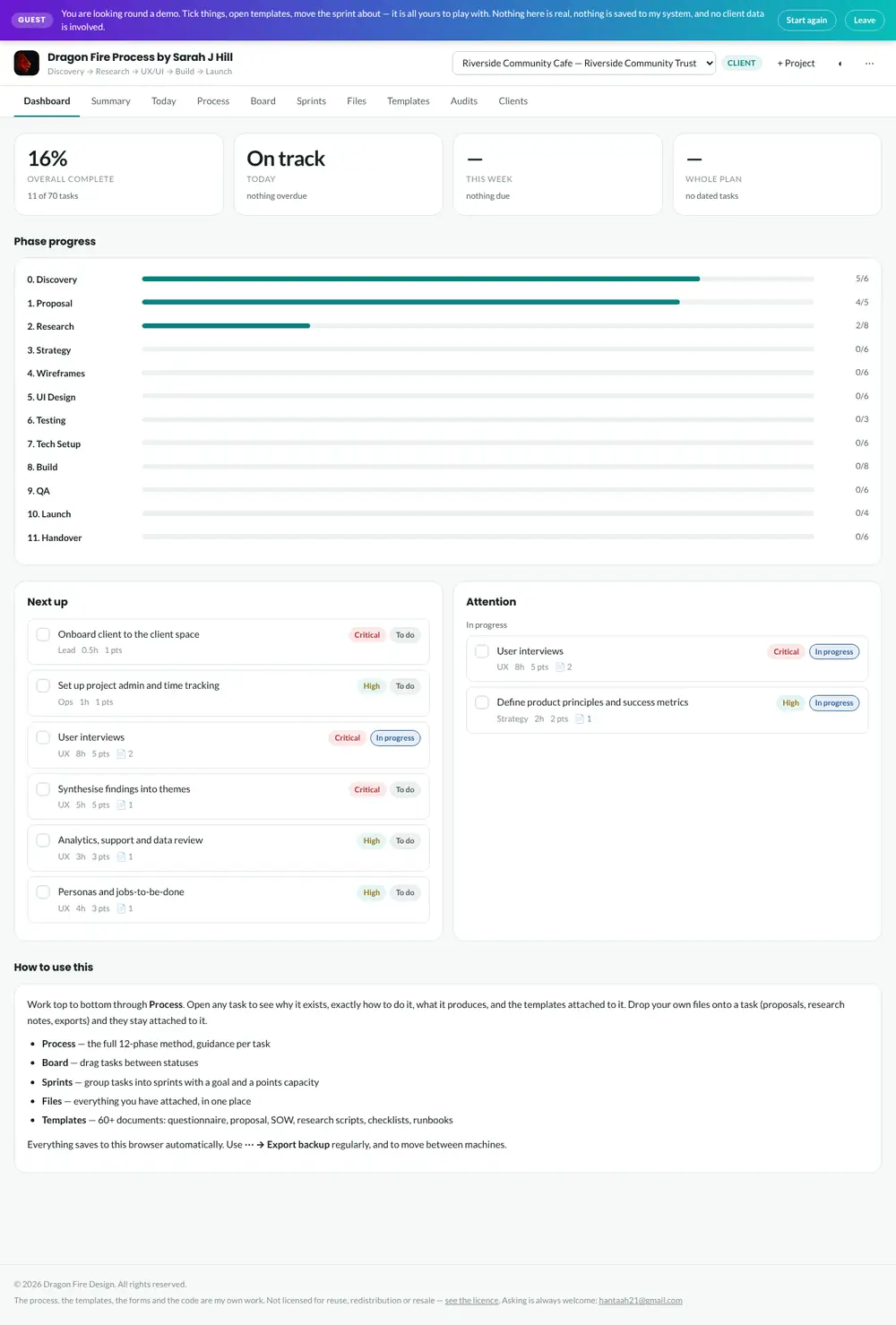 Full-length screenshot of the The Dragon Fire Process website on a laptop